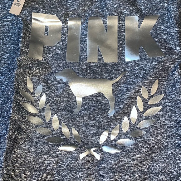 Victoria Secret Pink Foil Logo Weekender Tote Bag Heather Gray Zippered NWT - Picture 3 of 13